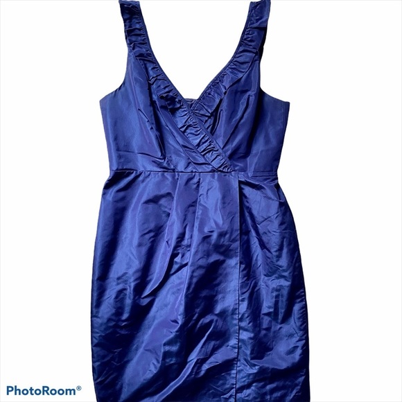 J. Crew Vintage Blue Fully Lined Silk Cocktail Dress Size 10 - Picture 3 of 12
